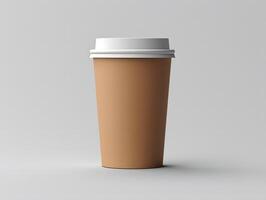 A coffee cup with a white lid on a gray background photo