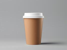 Blank paper coffee cup mockup on a gray background photo