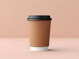 Coffee cup mockup on a pink background photo