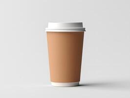 A coffee cup with a white lid on a white background photo