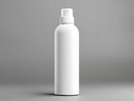 Minimalist blank spray deodorant bottle mockup for product branding photo