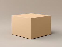 A cube sitting on a light gray background photo