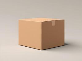 A cardboard box sitting on a table with a white background photo