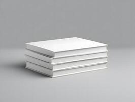 A stack of white books on a gray background photo