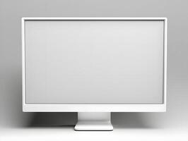 A white computer monitor with a blank screen photo