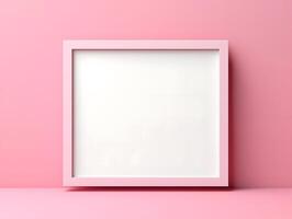 A blank white frame on a pink background photo