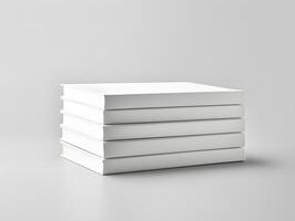 Stack of blank books on a white background photo