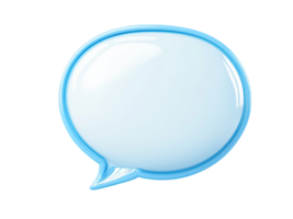 3d Glossy blue bubble featuring three white lines, isolated on a transparent background, ideal for communication concepts 4k png