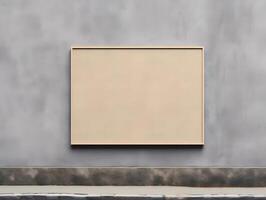 A square frame sitting on a wall in front of a gray wall photo