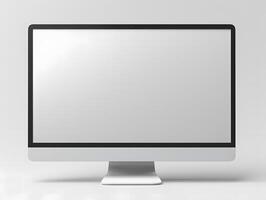 A computer monitor with a blank screen on a white background photo