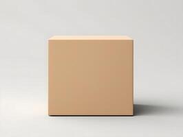 Blank square cardboard box mockup with an isolated white background photo