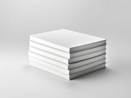 Stack of blank books on white background 3d render photo