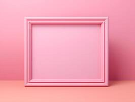 A pink square frame on a pink background photo
