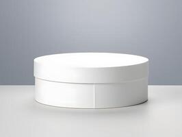 A white box with a lid sitting on a table photo