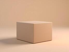 3d render of a cube on a beige background photo