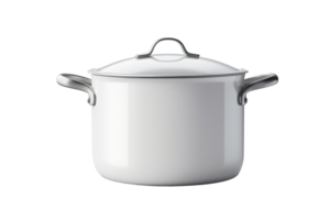 Front view of white enamel cooking pot. png