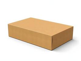 Empty brown cardboard box with soft shadows on a white background photo