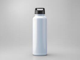 White water bottle mockup on grey background photo