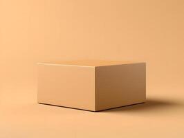 3d rendering of a cube on a beige background photo