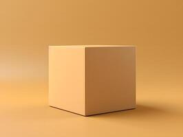 3d rendering of a cube on a yellow background photo
