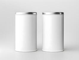 Two empty white containers on a white background photo