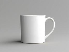 Blank white cup mockup on a gray background photo