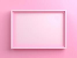 Empty white frame on pink background photo