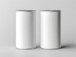 Blank two paper tube tin can mockup with isolated background photo