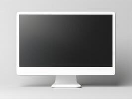 A white computer monitor with a blank screen photo