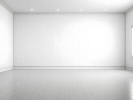 Empty room with white walls and wooden floors photo