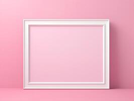 White square frame on pink background photo