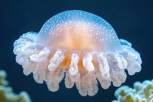 A jellyfish is floating in the water photo