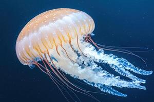 Jellyfish in the ocean, 3d rendering photo