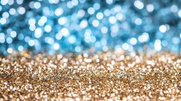 Sparkling glitter in gold and blue creates vibrant, festive atmosphere photo