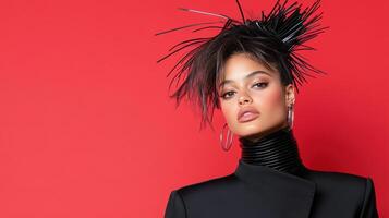 bold photoshoot featuring model with striking hair and fashion photo