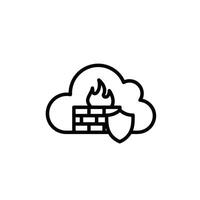 Firewall icon with cloud and fire vector