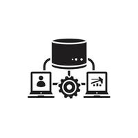 A black and white illustration of a computer and a laptop vector