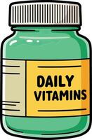 A jar of vitamins with the word daily vitamins vector