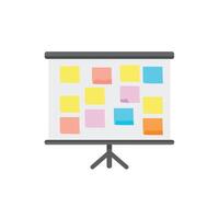 A white board with sticky notes on it vector