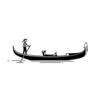 A black and white drawing of a man in a gondola vector