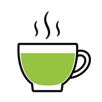 A cup of green tea with steam coming out of it vector