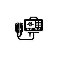 A black and white icon of a medical device vector