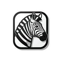 A zebra head is shown in a square shape vector