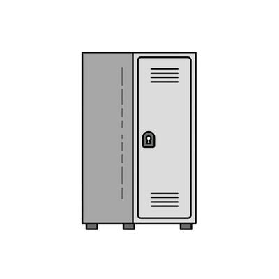 A black and white illustration of a locker