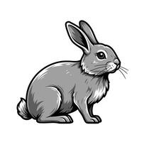A gray rabbit sitting on a white background vector