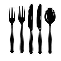 There Are Four Forks a Knife and a Spoon on a White Background vector