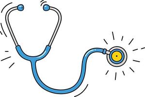 A stethoscope is shown with a yellow light vector