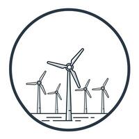 Wind turbines in a circle with a white background vector