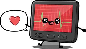 A cute little smartphone with a heart beat and a speech bubble vector