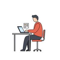 Man working on laptop at desk vector